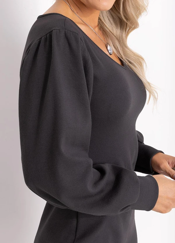Bimini - Vestido Cinza Escuro em Canelado 6