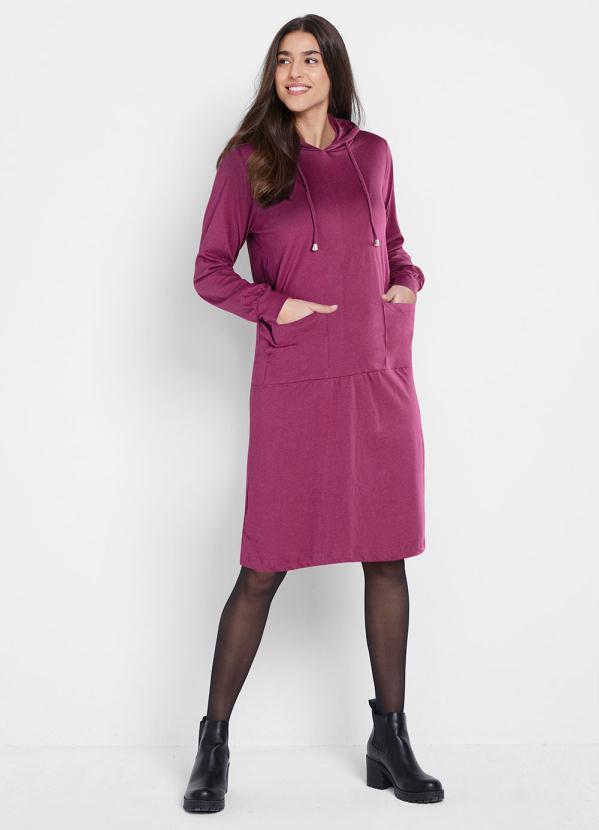 Outlet - Vestido com Bolsos Manga Longa Roxo 3
