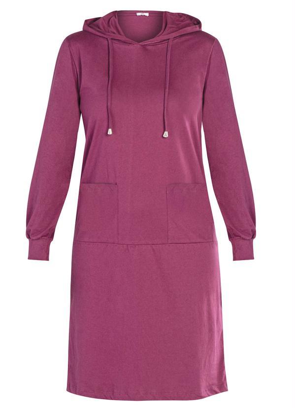 Outlet - Vestido com Bolsos Manga Longa Roxo 6