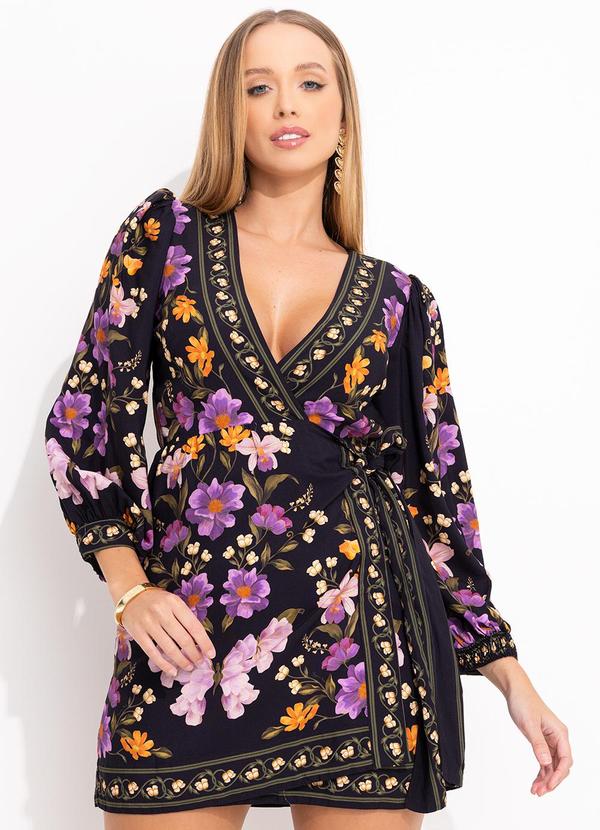 Farm - Vestido Curto Borboleta em Flor Preto 4