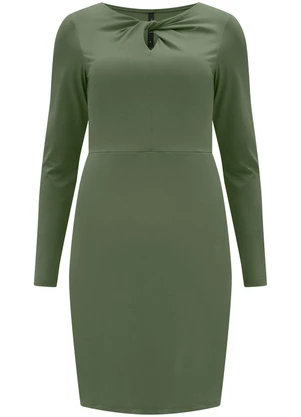 Lunender - Vestido Curto com Recorte e Torção Verde - LUNENDER