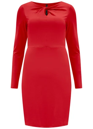 Lunender - Vestido Curto com Recorte e Torção Vermelho - LUNENDER