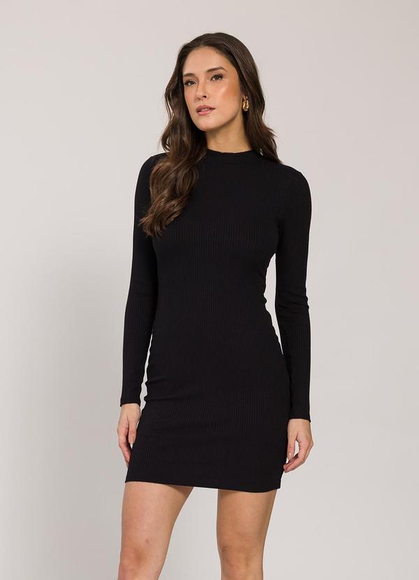 Sofie - Vestido Curto de Manga Longa Preto