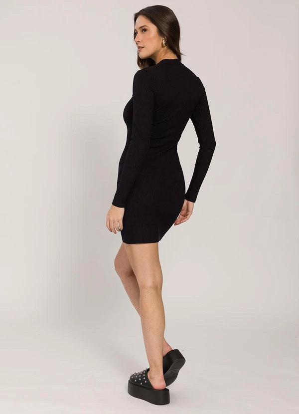 Sofie - Vestido Curto de Manga Longa Preto