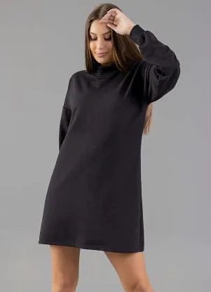 Just Basic - Vestido de Manga Longa Adulto Preto - JUST BASIC