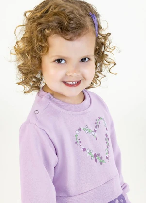 Soft Bonni - Vestido em Moletinho e Tule Sublimado Roxo - SOFT BONNI