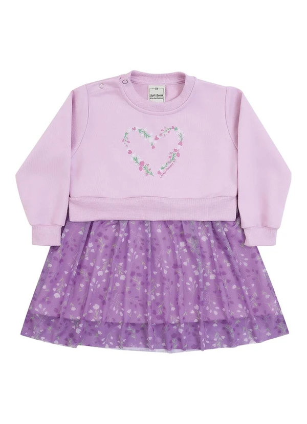 Soft Bonni - Vestido em Moletinho e Tule Sublimado Roxo 3