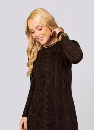 Doce Tom - Vestido em Tricô com Tranças Marrom - DOCE TOM