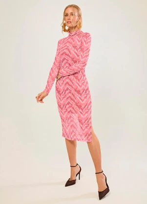 Naguchi - Vestido em Tule Estampa Exclusiva Chiclete - NAGUCHI