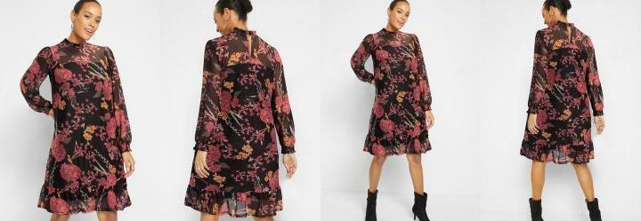 Vestido em Tule Floral Dark