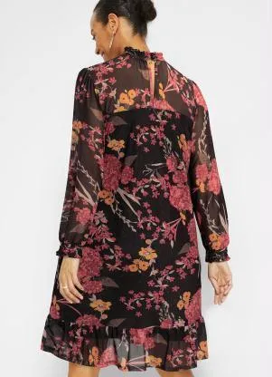 bonprix - Vestido em Tule Floral Dark - BONPRIX