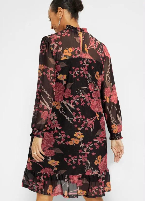 bonprix - Vestido em Tule Floral Dark 2