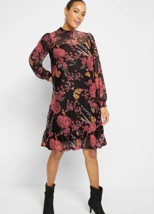 bonprix - Vestido em Tule Floral Dark 3