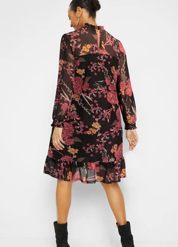 bonprix - Vestido em Tule Floral Dark 4