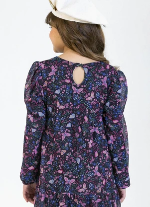 Soft Bonni - Vestido em Tule Sublimado e Vicolycra Preto - SOFT BONNI