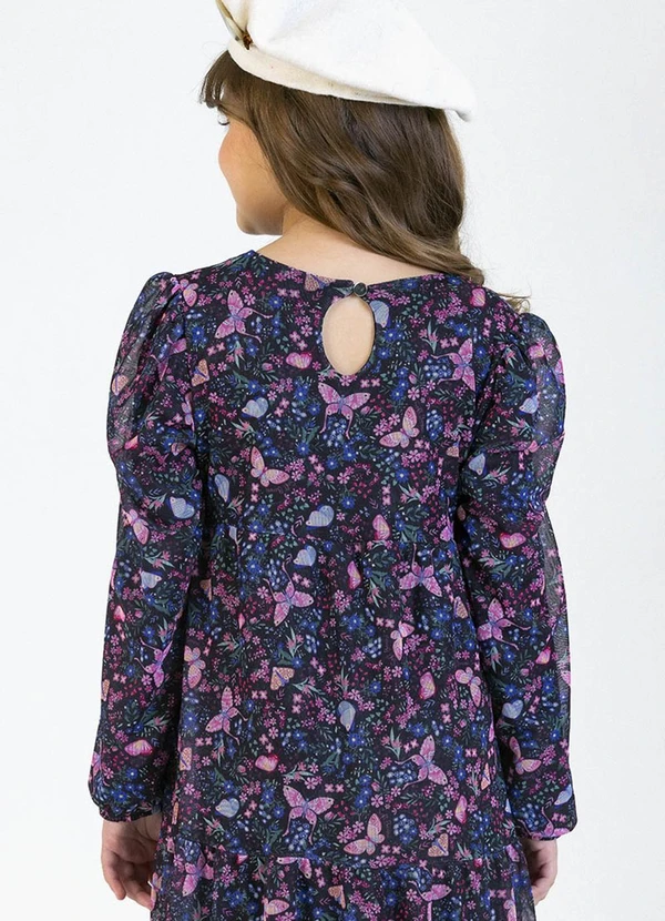 Soft Bonni - Vestido em Tule Sublimado e Vicolycra Preto 2