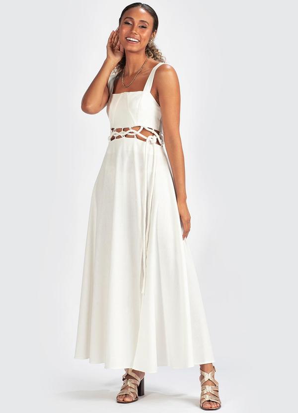 Farm - Vestido em Viscolinho Branco