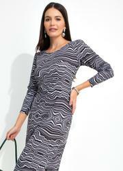 Vestido Estampado New Wave Preto/Branco