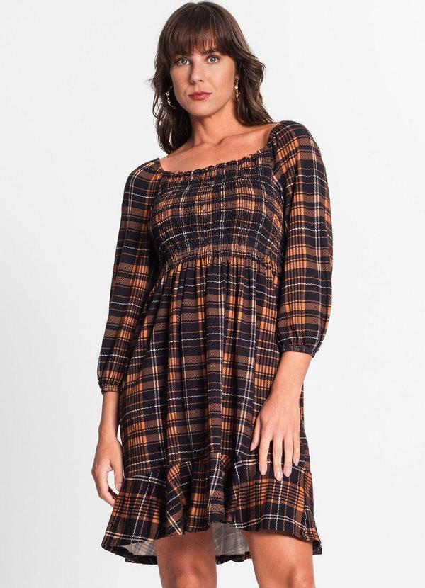 Endless - Vestido Feminino Mangas 3/4 Marrom
