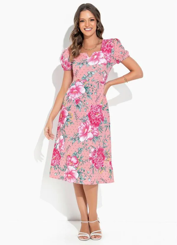 Rosalie - Vestido Floral Rosa com Decote V 3