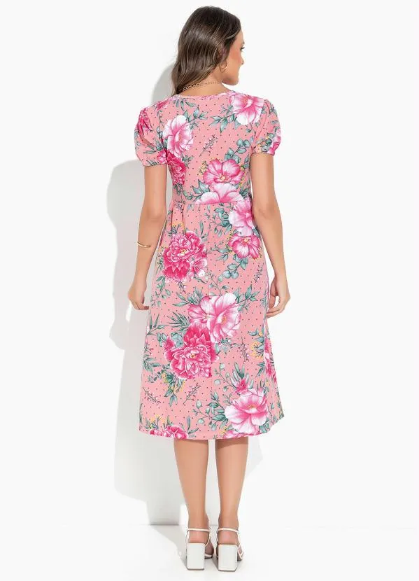 Rosalie - Vestido Floral Rosa com Decote V 4