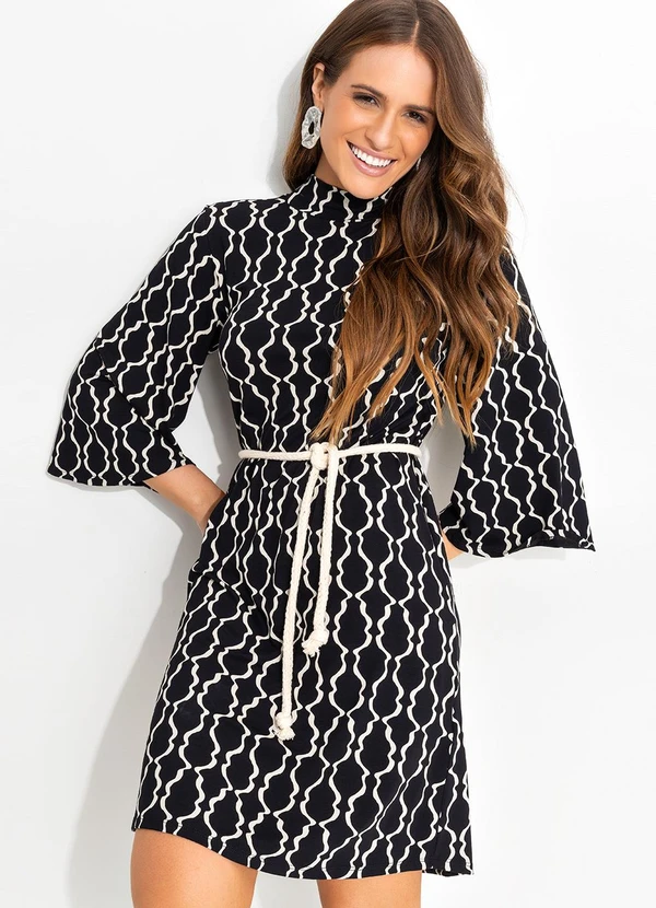 Quintess - Vestido Listra Desconstruída em Malha de Viscose