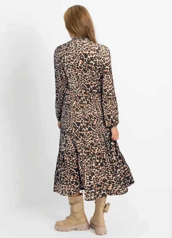 bonprix - Vestido Longuete Onça Marrom 2