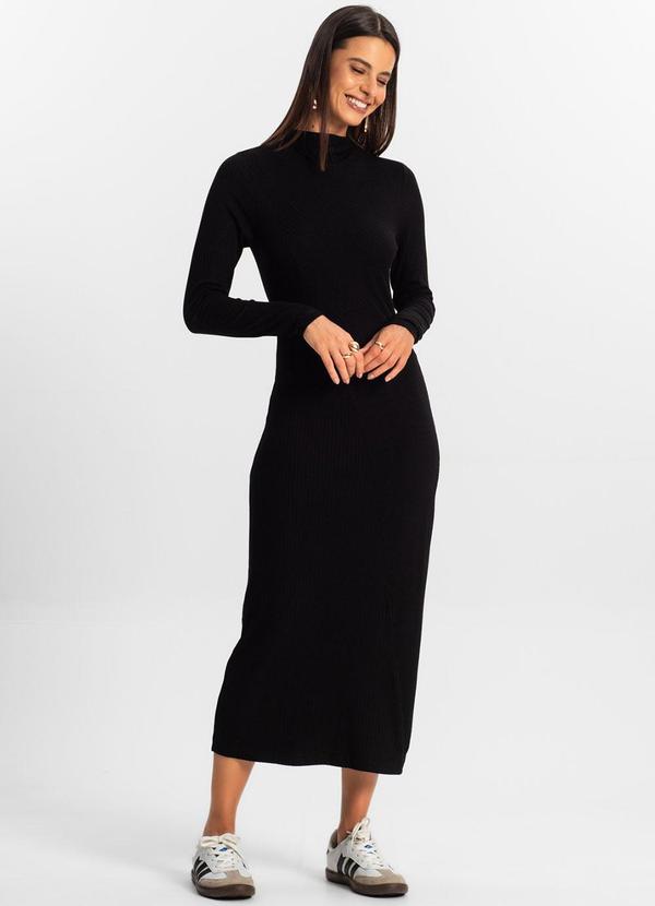 Rovitex - Vestido Manga Longa Feminino Rovitex Preto