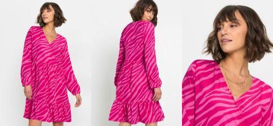 Vestido Manga Longa Zebra Rosa Pink