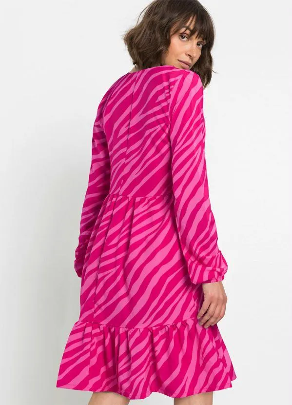 bonprix - Vestido Manga Longa Zebra Rosa Pink 2