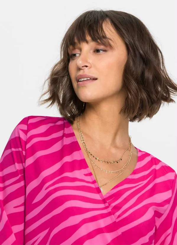 bonprix - Vestido Manga Longa Zebra Rosa Pink 3