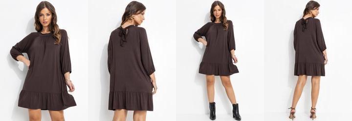 Vestido Marrom em Malha de Viscose