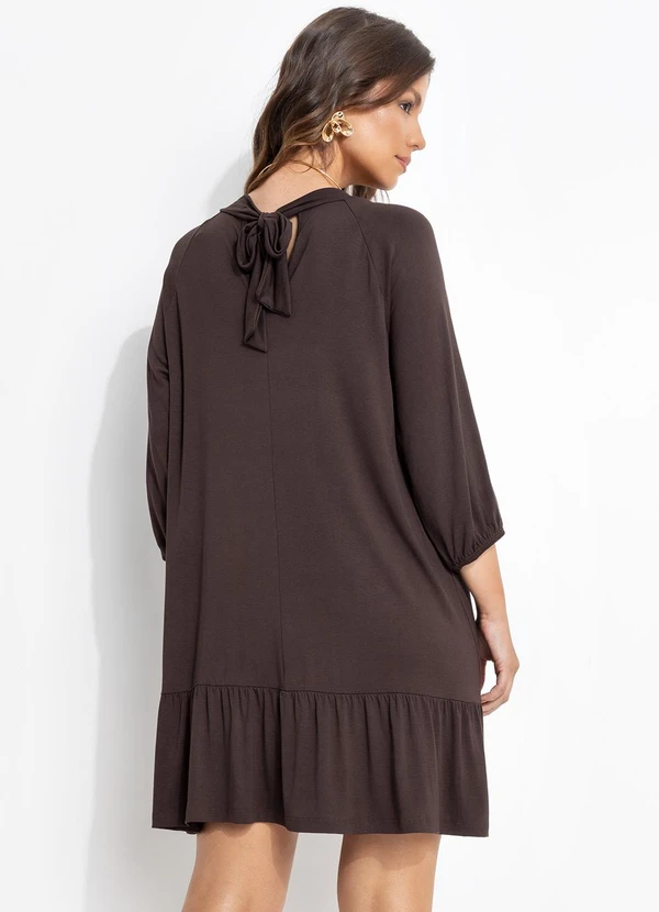 Quintess - Vestido Marrom em Malha de Viscose 5
