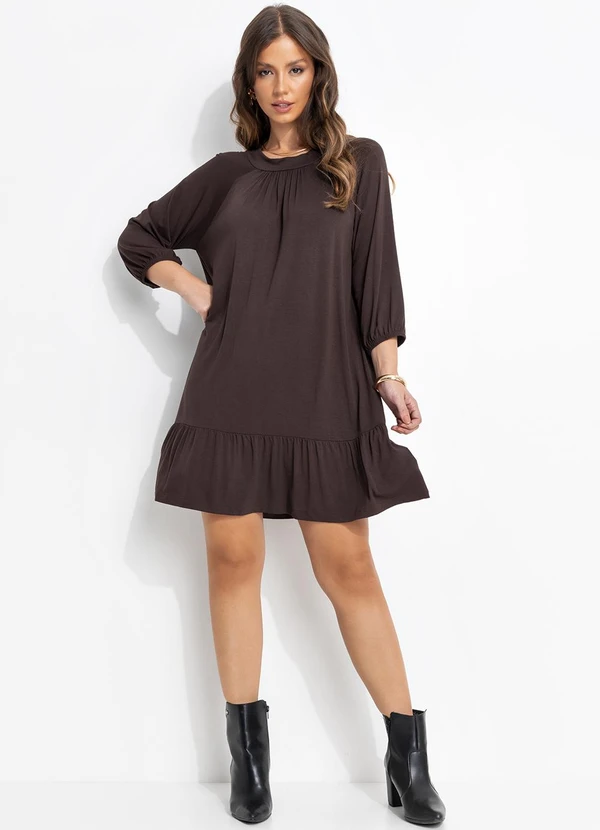 Quintess - Vestido Marrom em Malha de Viscose 4