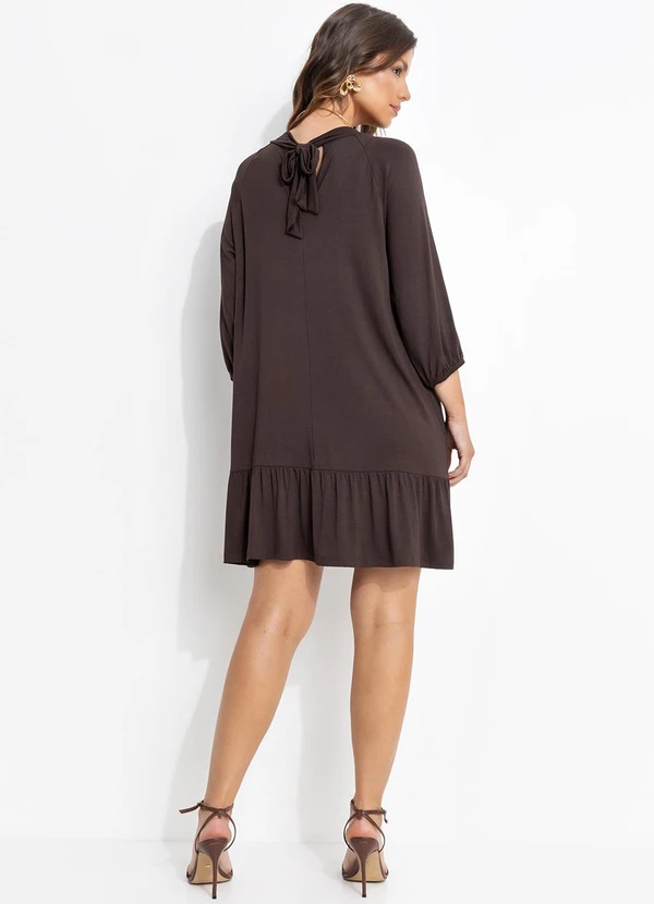 Quintess - Vestido Marrom em Malha de Viscose 3