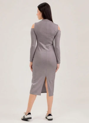 Cativa - Vestido Midi em Canelado Lilás - CATIVA