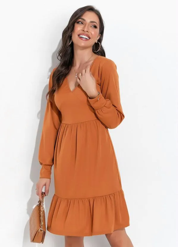 Moda Pop - Vestido Mostarda em Malha