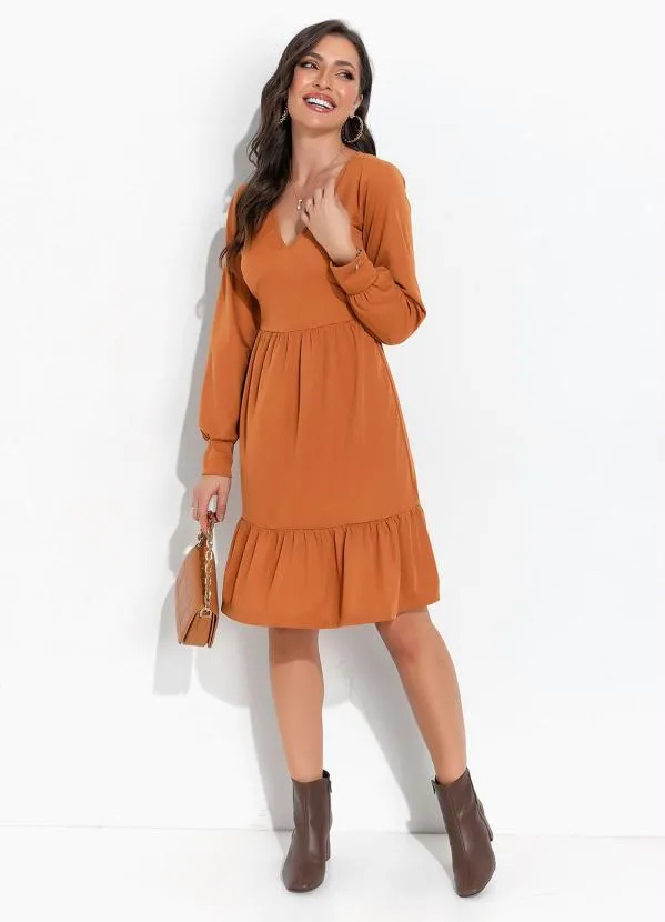 Moda Pop - Vestido Mostarda em Malha 3