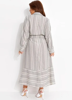 Quintess - Vestido Natural em Linho Fio Tinto - QUINTESS