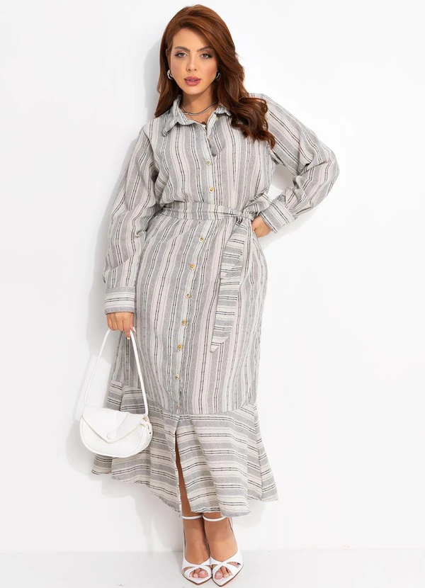 Quintess - Vestido Natural em Linho Fio Tinto 12