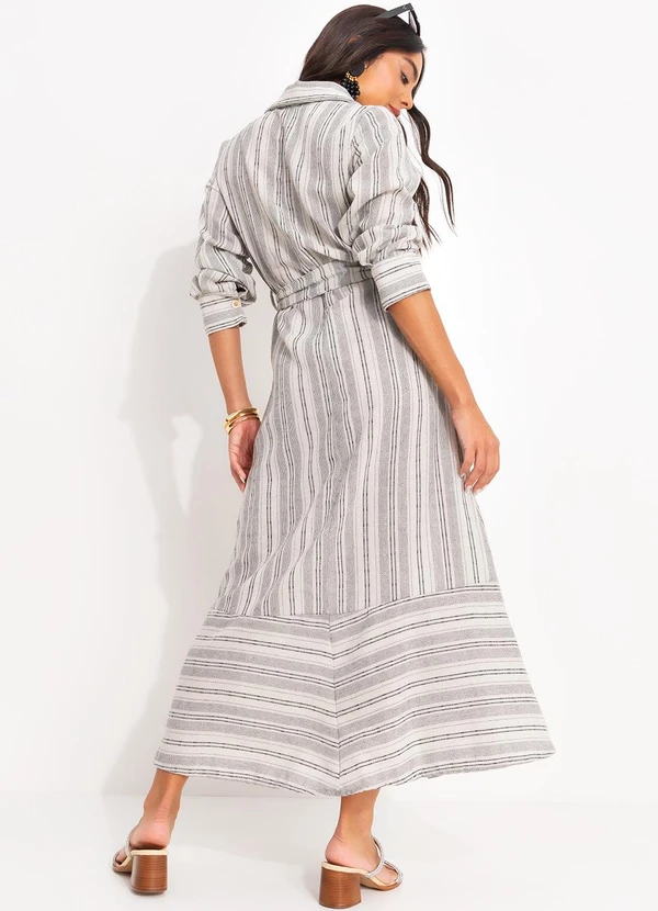 Quintess - Vestido Natural em Linho Fio Tinto 2