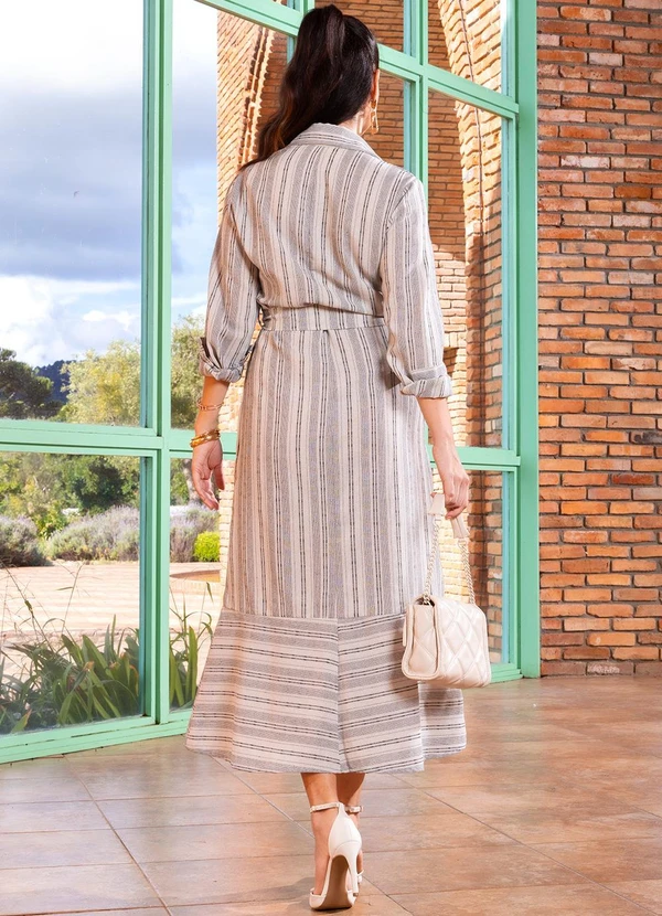 Quintess - Vestido Natural em Linho Fio Tinto 6