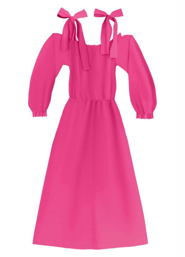Angel - Vestido Ombro a Ombro Crepe Rosa