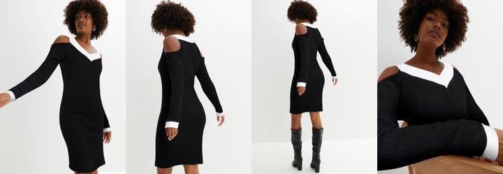 Vestido Preto/Branco em Canelado