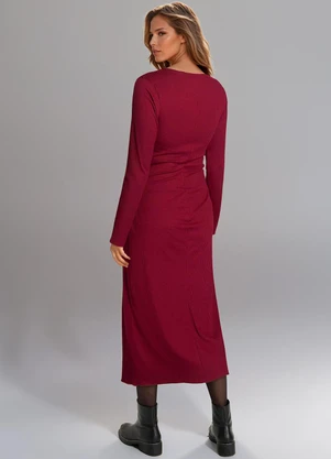 bonprix - Vestido Recorte Vazado Bordô - BONPRIX