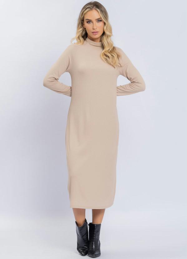 Preview - Vestido Ribana Gola Bege