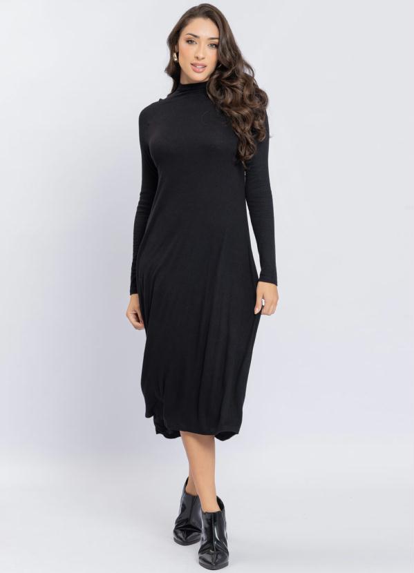 Preview - Vestido Ribana Gola Preto