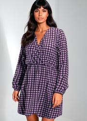 Vestido Transpassado Geomtrico Roxo