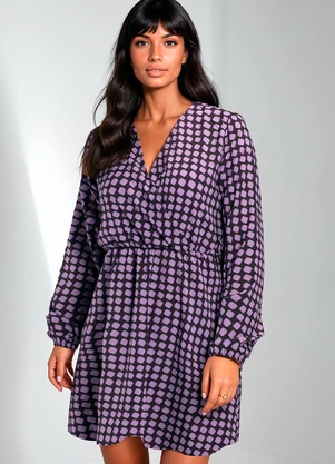 bonprix - Vestido Transpassado Geométrico Roxo - BONPRIX