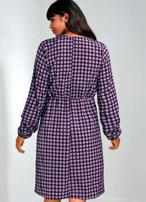 bonprix - Vestido Transpassado Geométrico Roxo - BONPRIX